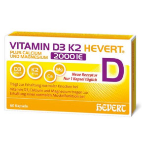 Produktbild von VITAMIN D3 K2 Hevert+Calcium u.Magnes.2000 IE Kps.